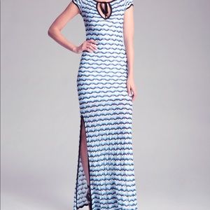 NEW Bebe blue chevron knit maxi dress; Size XS